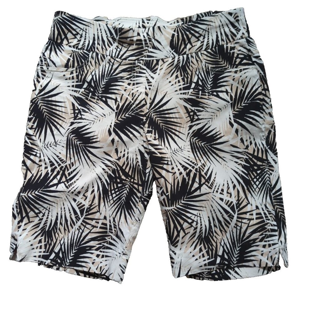 Ruby Rd Chino Bermuda Shorts Womens 16W Ivory Black Stretch Pull On-lp500